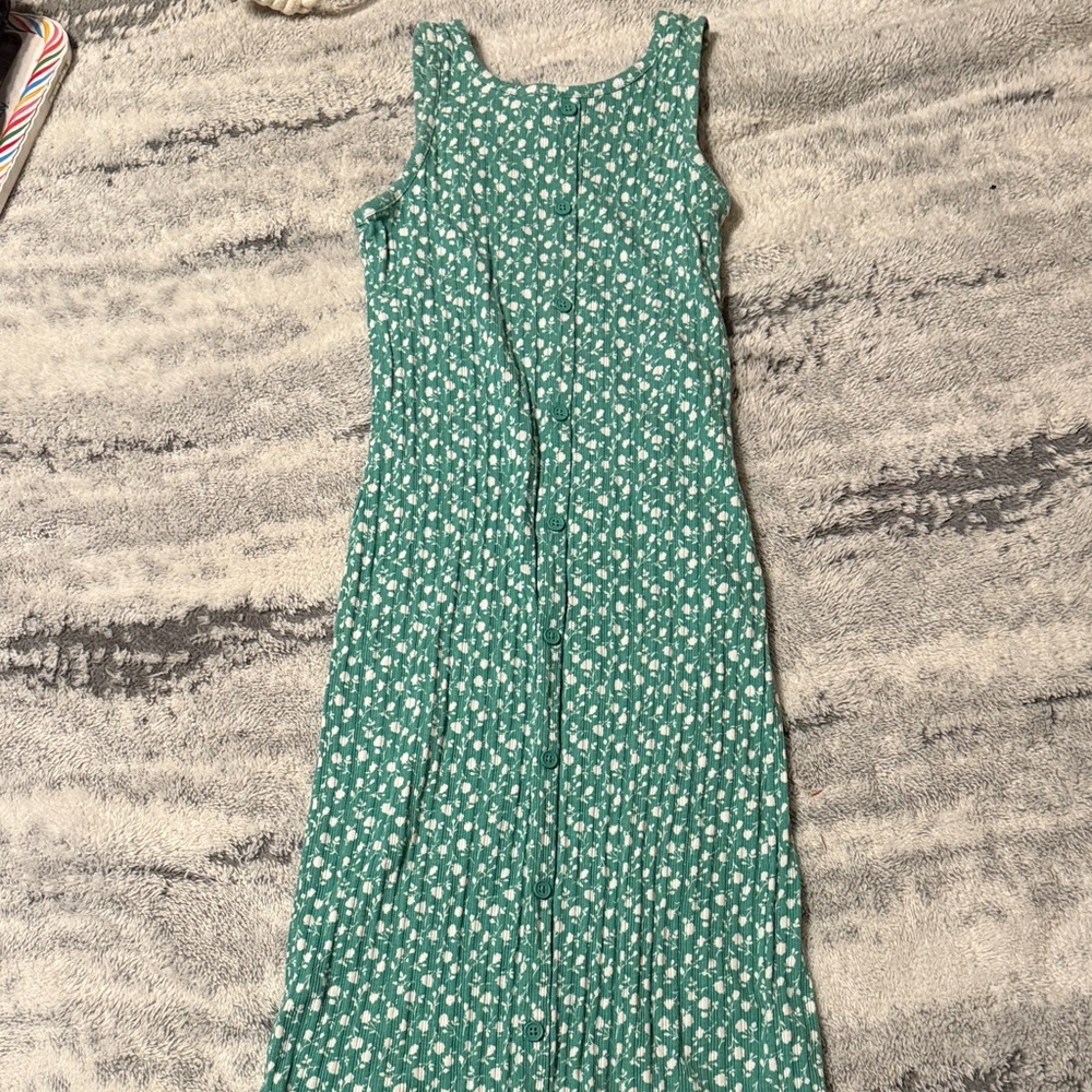 Art Class Teal Floral Sleeveless Dress